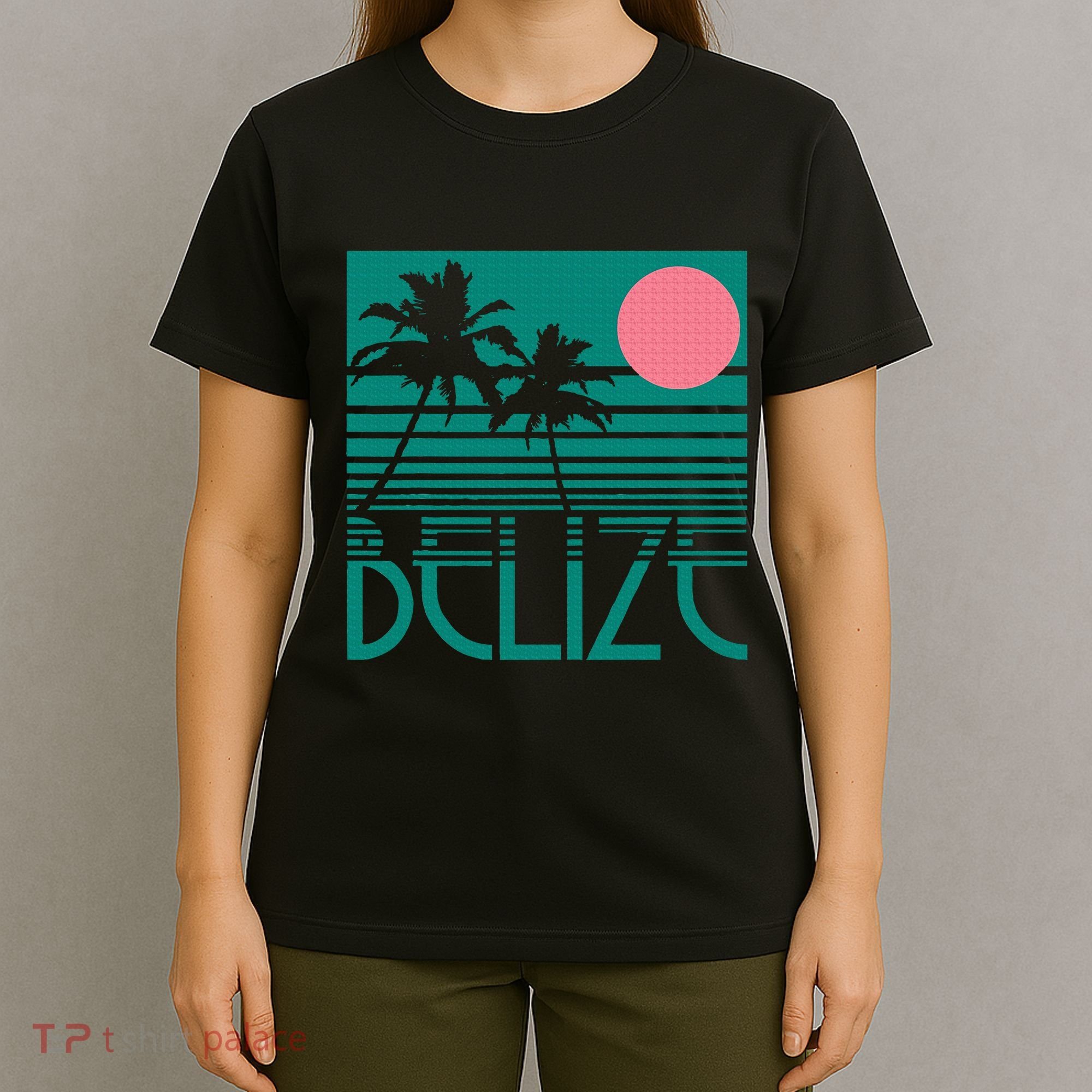 Belize Palm Trees Surf Vintage Retro Souvenir T-Shirt
