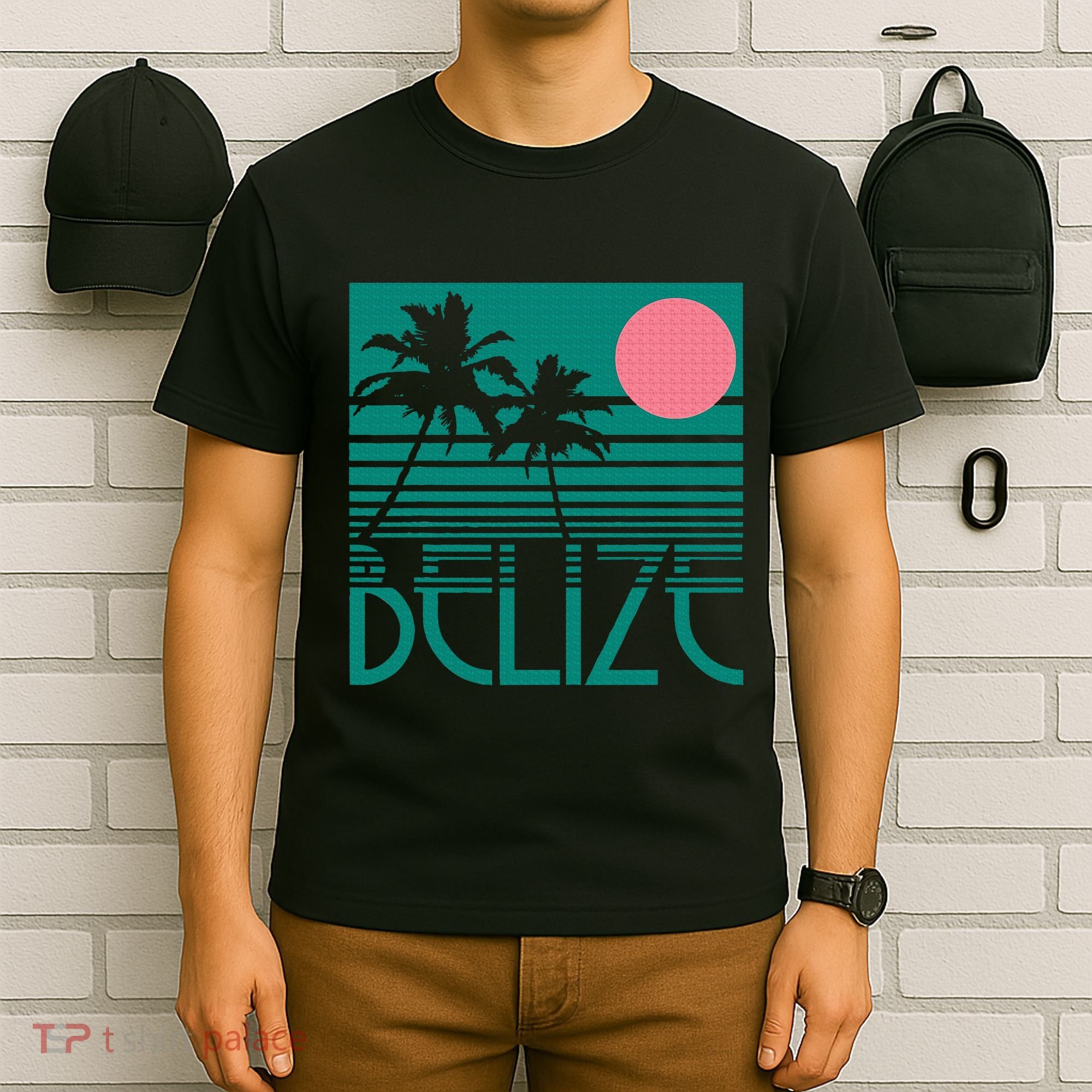 Belize Palm Trees Surf Vintage Retro Souvenir T-Shirt