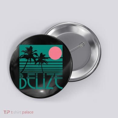 Belize Palm Trees Surf Vintage Retro Souvenir Button