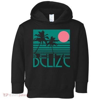 Belize Palm Trees Surf Vintage Retro Souvenir Toddler Hoodie