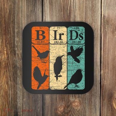 Birds Periodic Table Elements Birdwatching Ornithology Coaster