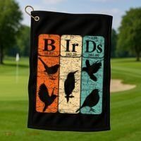 Birds Periodic Table Elements Birdwatching Ornithology Golf Towel thumb 1