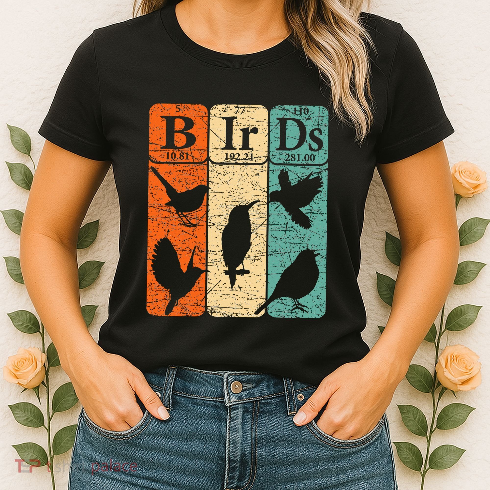 Birds Periodic Table Elements Birdwatching Ornithology Women's T-Shirt