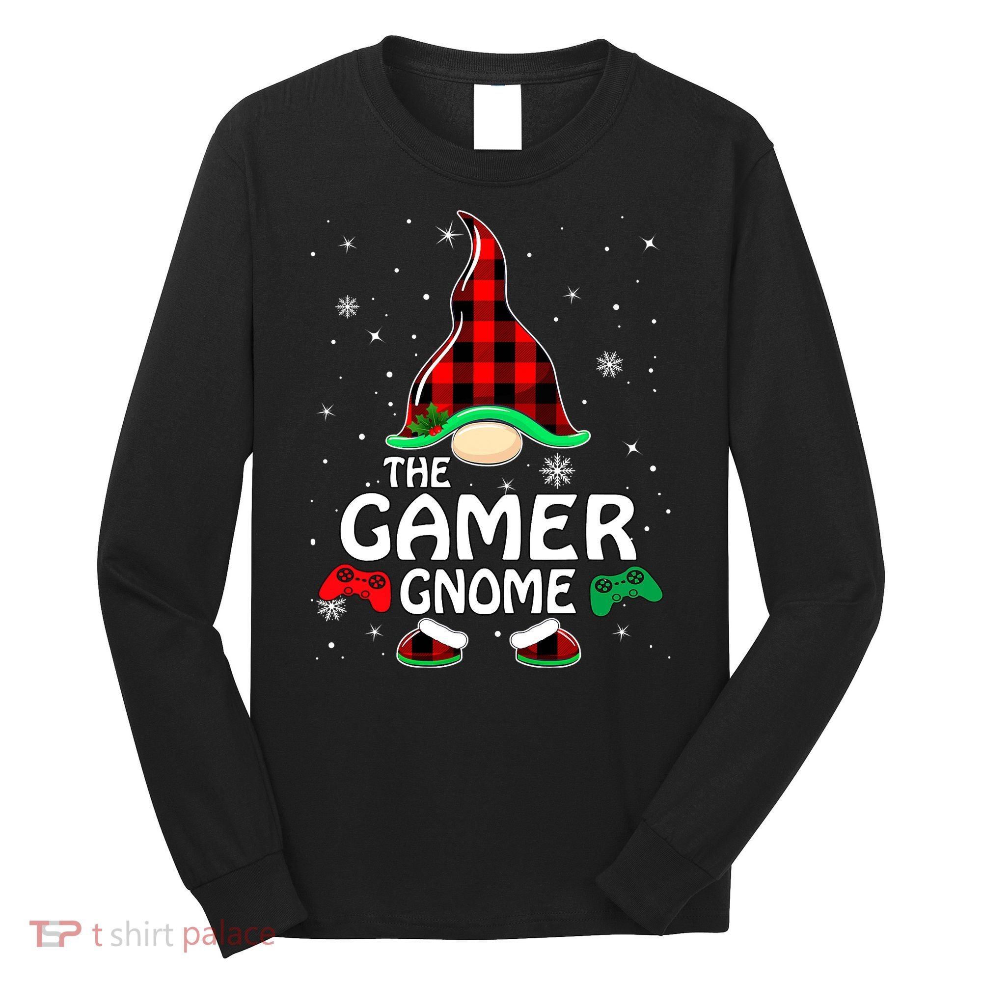 Buffalo Plaid The Gamer Gnome Gaming Lover Christmas Long Sleeve Shirt