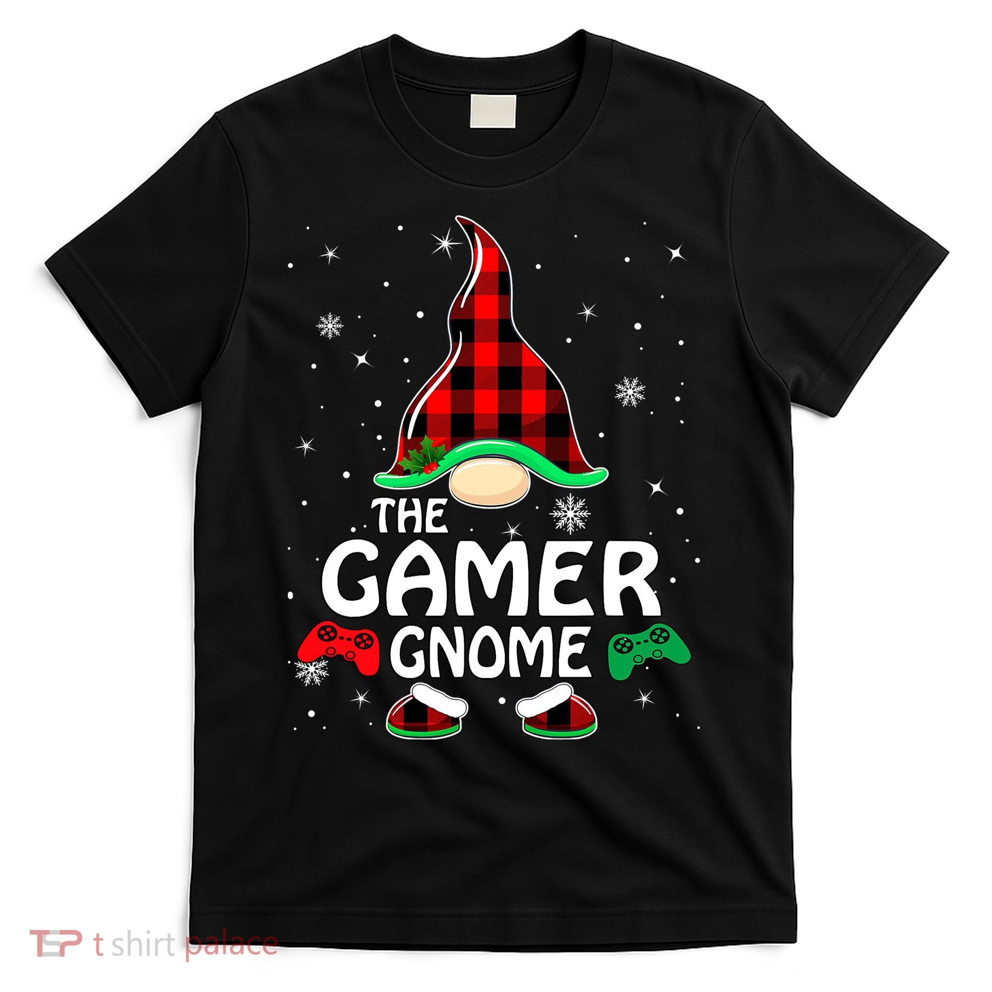 Buffalo Plaid The Gamer Gnome Gaming Lover Christmas T-Shirt