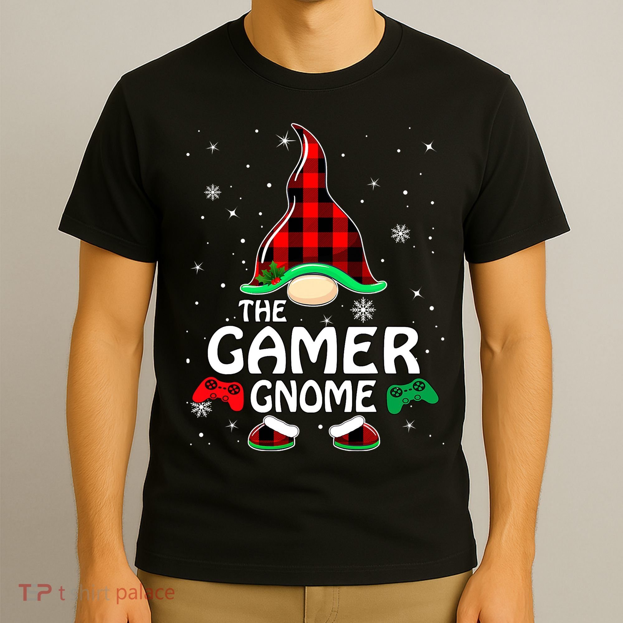 Buffalo Plaid The Gamer Gnome Gaming Lover Christmas T-Shirt