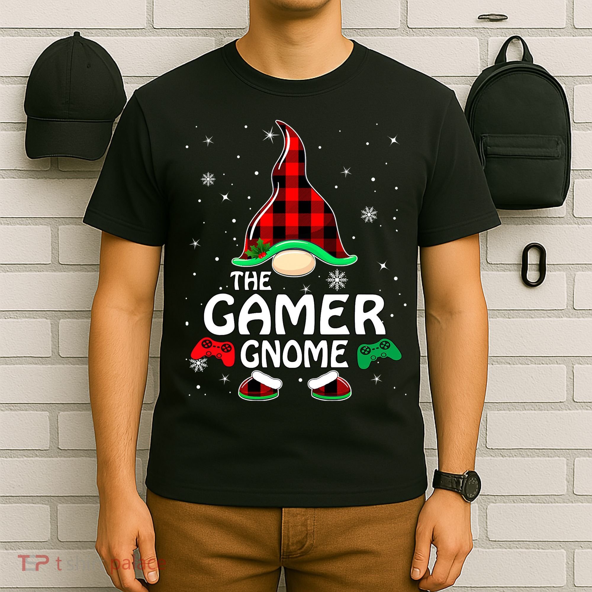 Buffalo Plaid The Gamer Gnome Gaming Lover Christmas T-Shirt