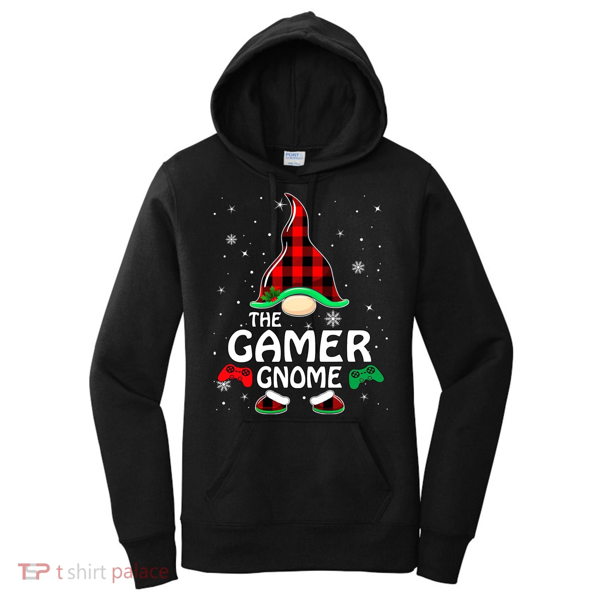 Buffalo Plaid The Gamer Gnome Gaming Lover Christmas Women's Hoodie