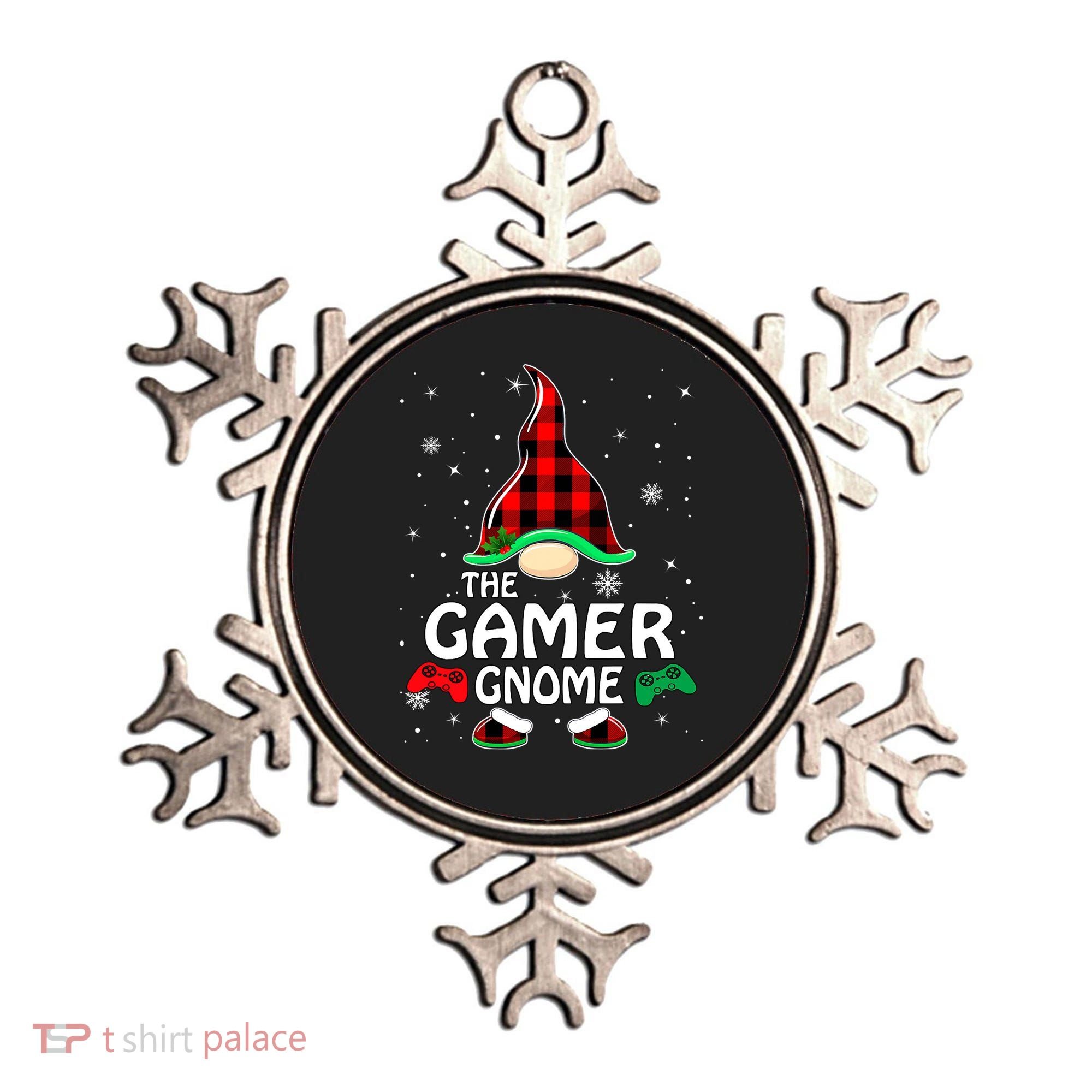 Buffalo Plaid The Gamer Gnome Gaming Lover Christmas Ornament