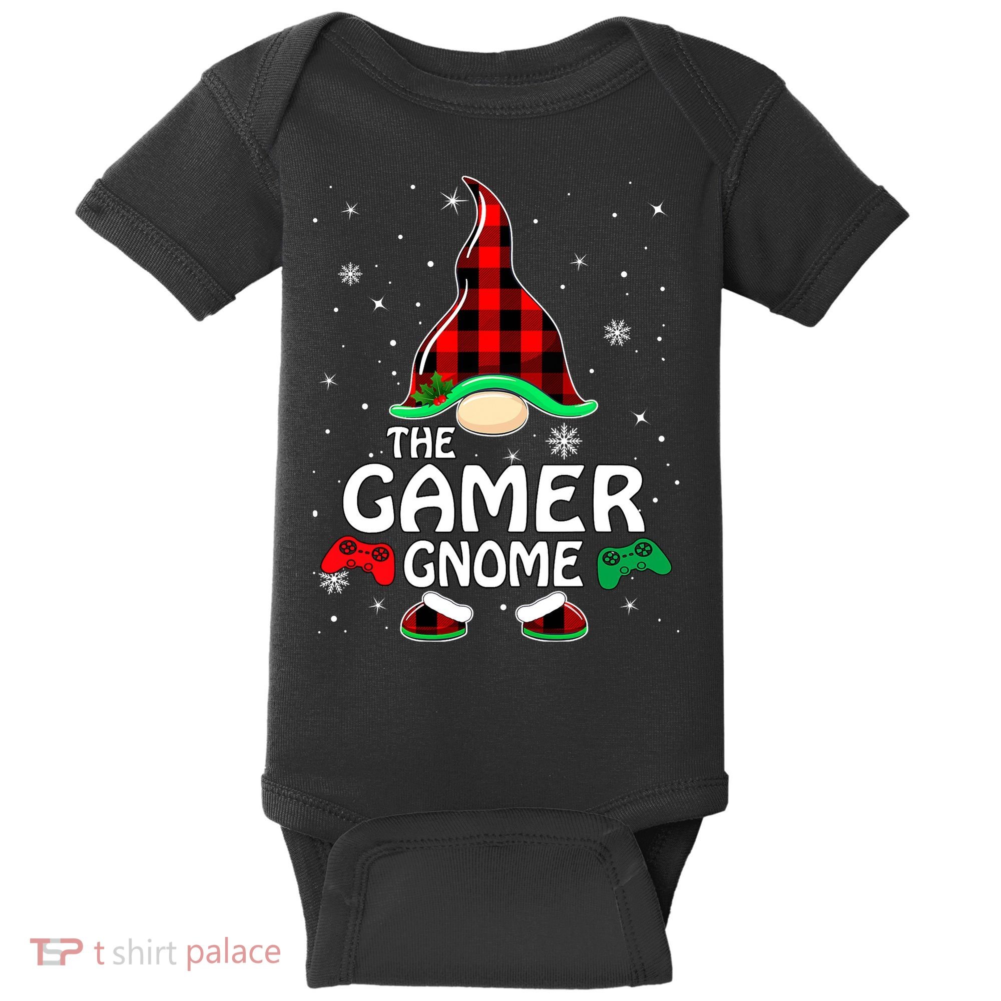 Buffalo Plaid The Gamer Gnome Gaming Lover Christmas Baby Bodysuit