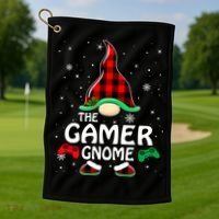 Buffalo Plaid The Gamer Gnome Gaming Lover Christmas Golf Towel thumb 1