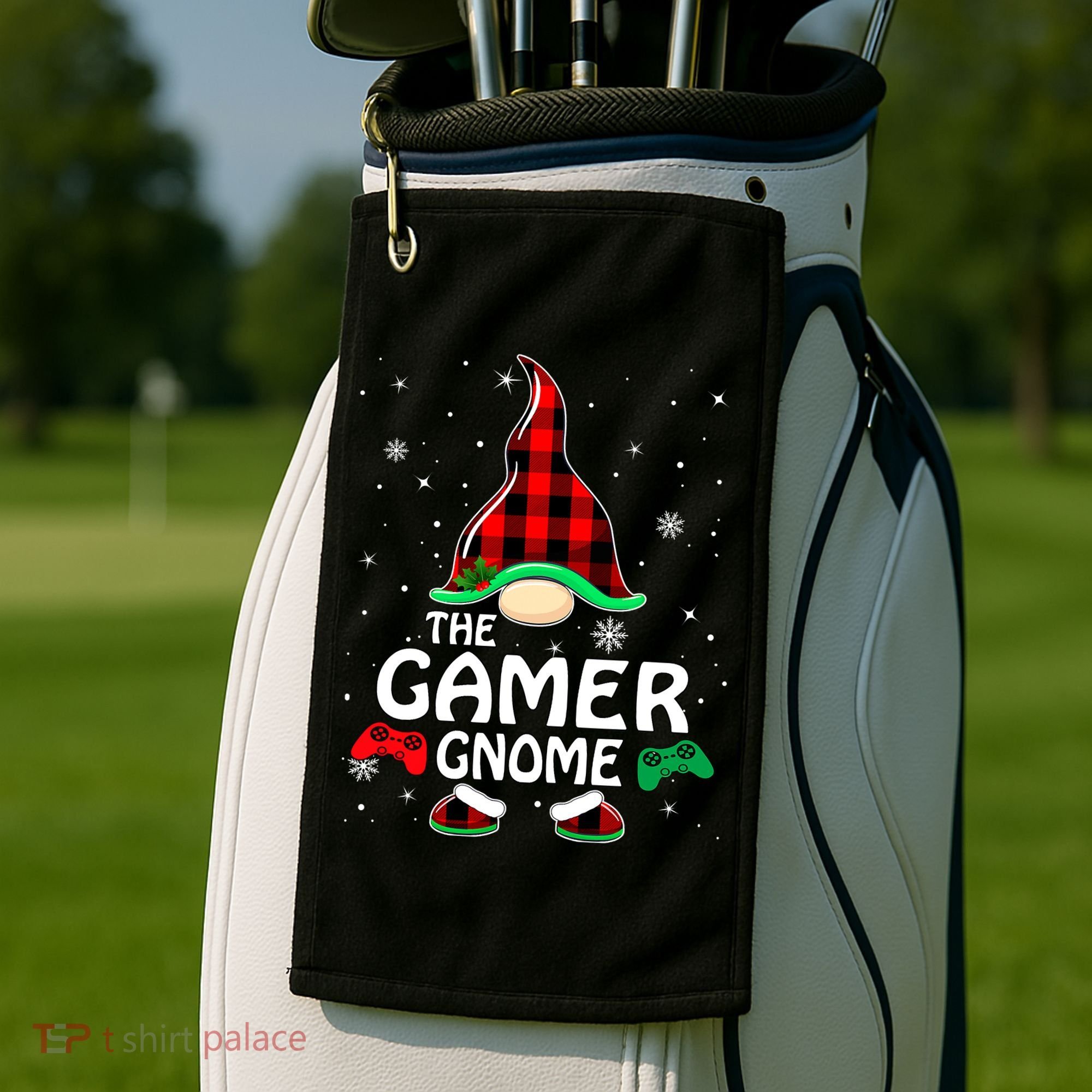 Buffalo Plaid The Gamer Gnome Gaming Lover Christmas Golf Towel