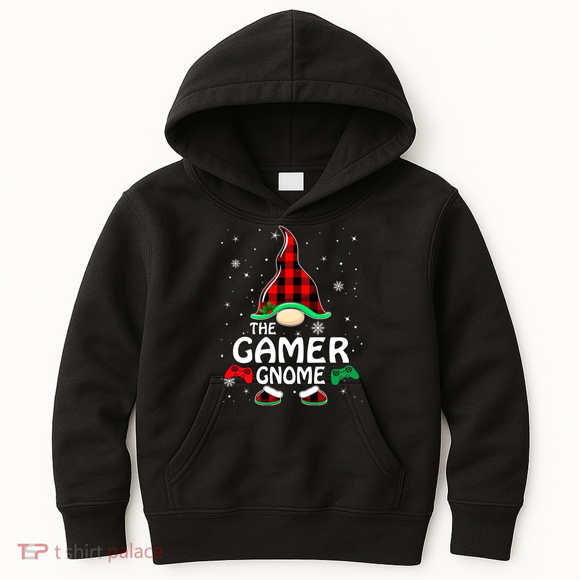 Buffalo Plaid The Gamer Gnome Gaming Lover Christmas Kids Hoodie