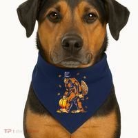 Bigfoot Pilgrim Turkey Pumpkin Thanksgiving Day Boys USA-Made Doggie Bandana thumb 1