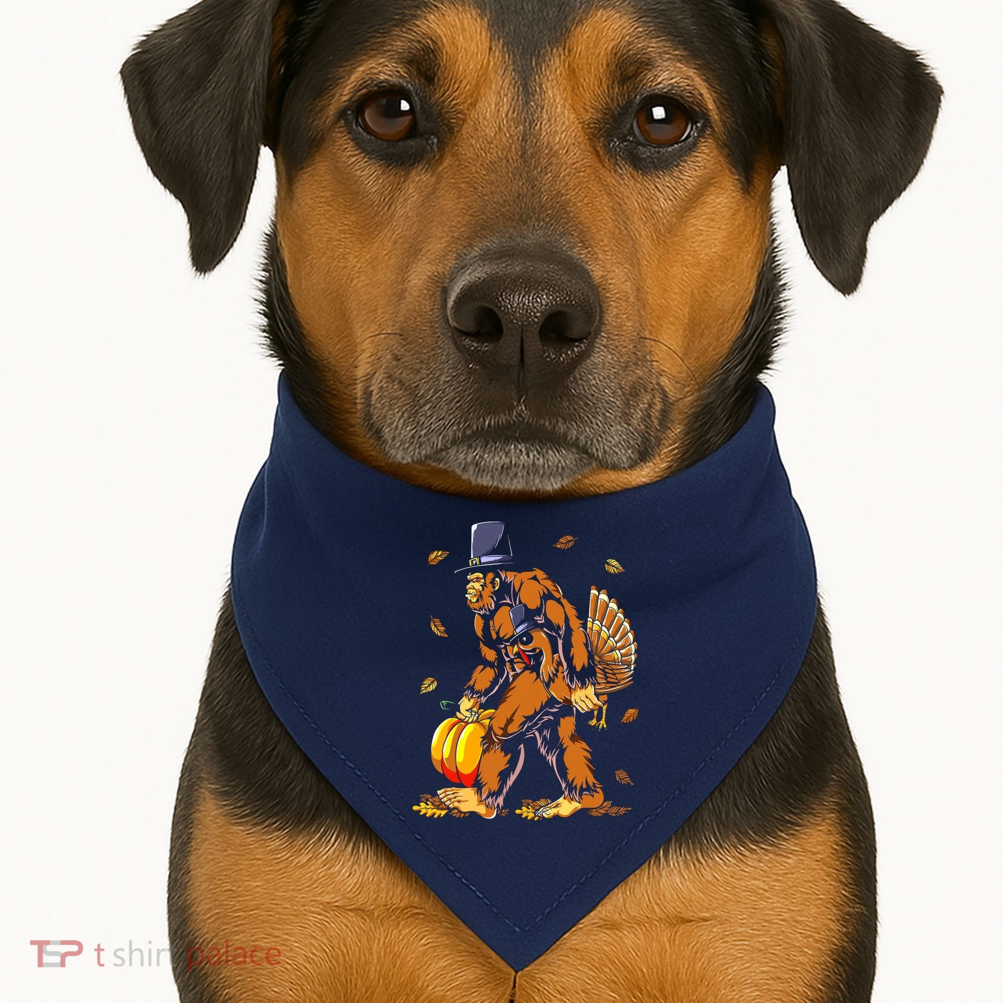 Bigfoot Pilgrim Turkey Pumpkin Thanksgiving Day Boys USA-Made Doggie Bandana