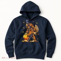 Bigfoot Pilgrim Turkey Pumpkin Thanksgiving Day Boys Hoodie thumb 0