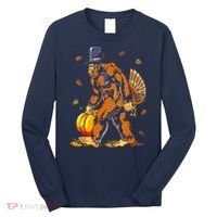 Bigfoot Pilgrim Turkey Pumpkin Thanksgiving Day Boys Long Sleeve Shirt thumb 0