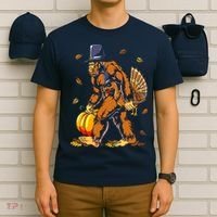 Bigfoot Pilgrim Turkey Pumpkin Thanksgiving Day Boys T-Shirt thumb 6