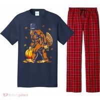 Bigfoot Pilgrim Turkey Pumpkin Thanksgiving Day Boys Pajama Set thumb 0