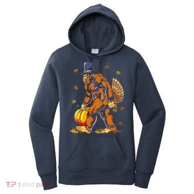Bigfoot Pilgrim Turkey Pumpkin Thanksgiving Day Boys Women's Hoodie