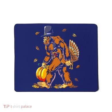 Bigfoot Pilgrim Turkey Pumpkin Thanksgiving Day Boys Mousepad