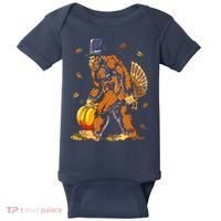 Bigfoot Pilgrim Turkey Pumpkin Thanksgiving Day Boys Baby Bodysuit thumb 0
