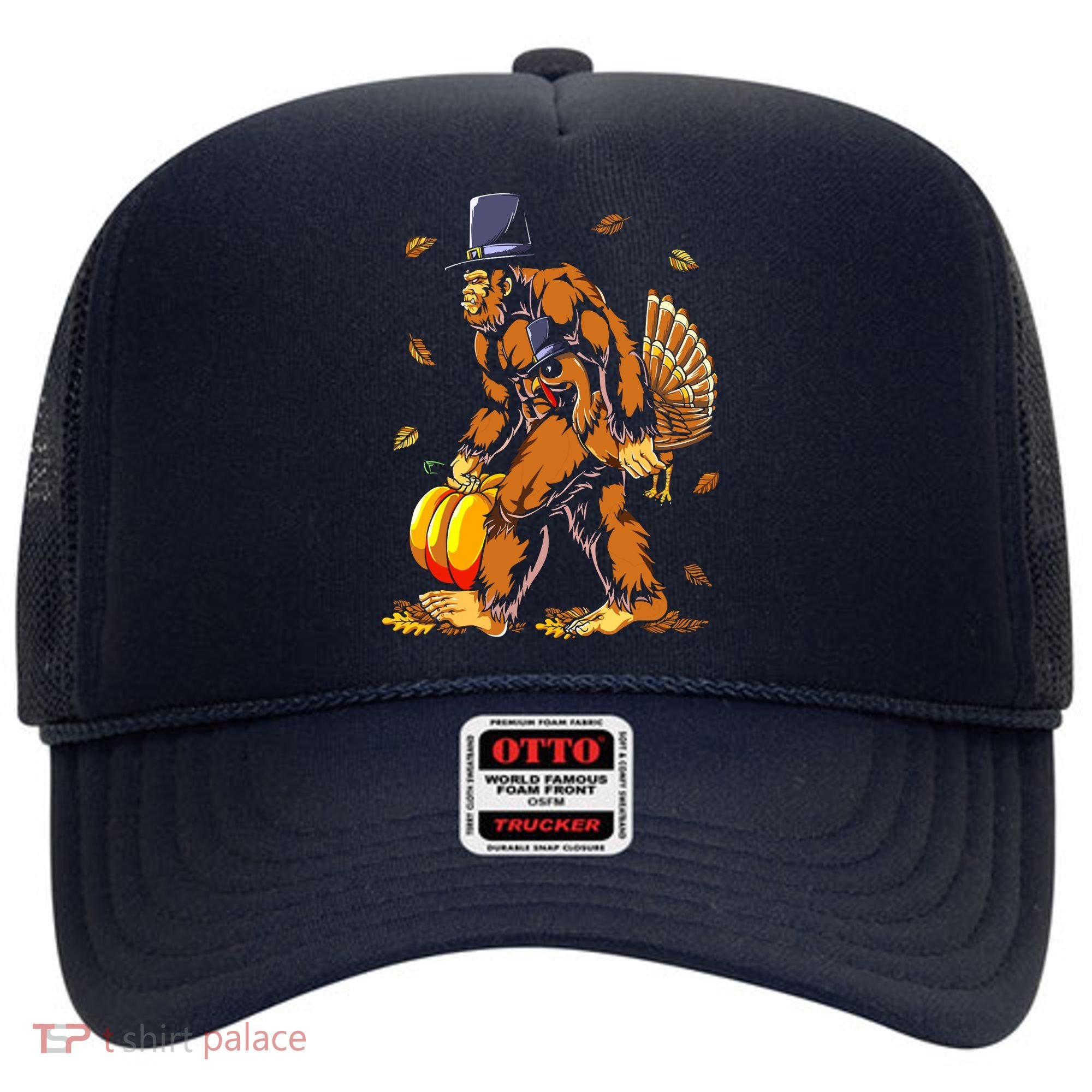 Bigfoot Pilgrim Turkey Pumpkin Thanksgiving Day Boys Hat