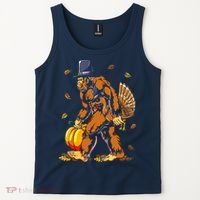 Bigfoot Pilgrim Turkey Pumpkin Thanksgiving Day Boys Tank Top thumb 2