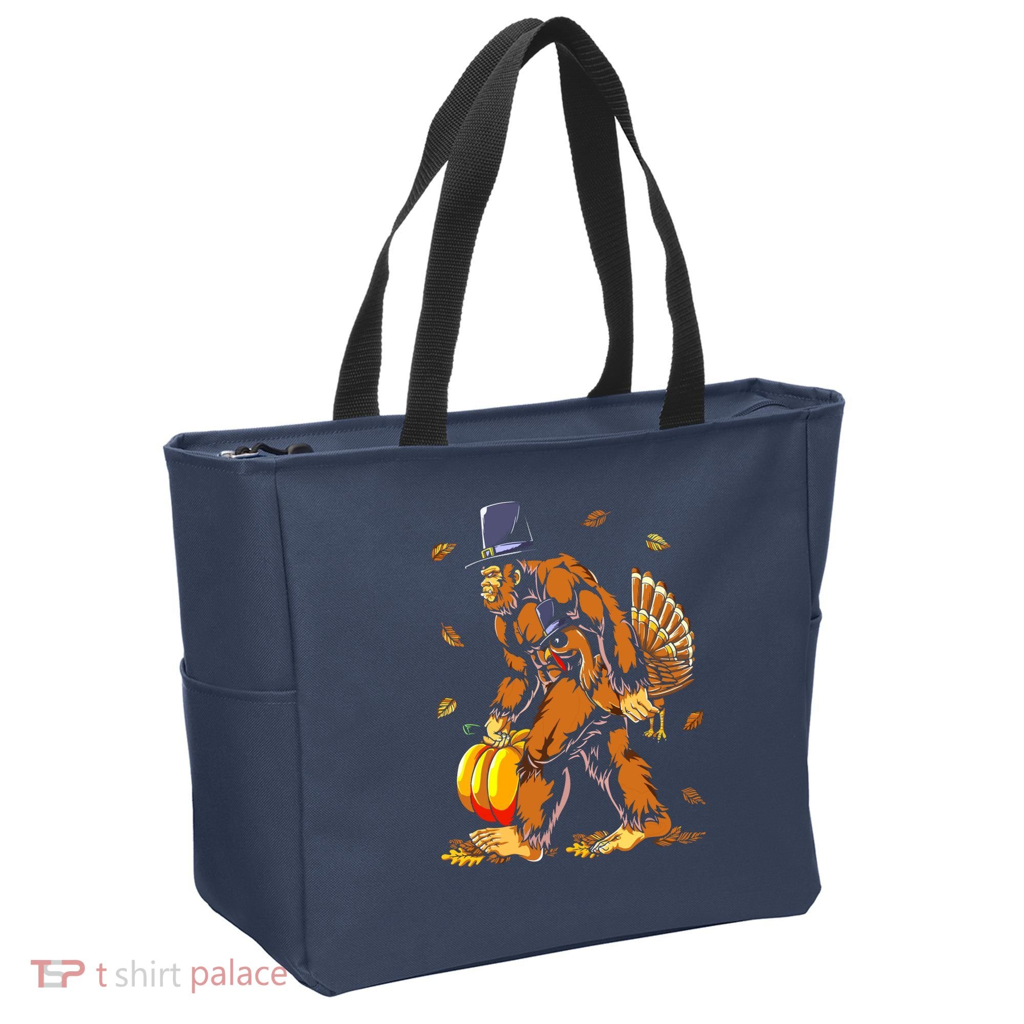 Bigfoot Pilgrim Turkey Pumpkin Thanksgiving Day Boys Tote Bag