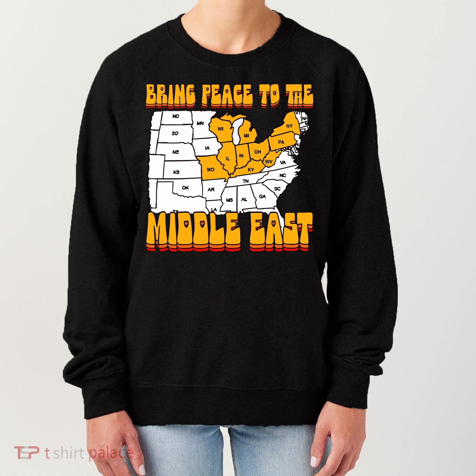Bring Peace To The Middle East Usa Map Women's Sweatshirt