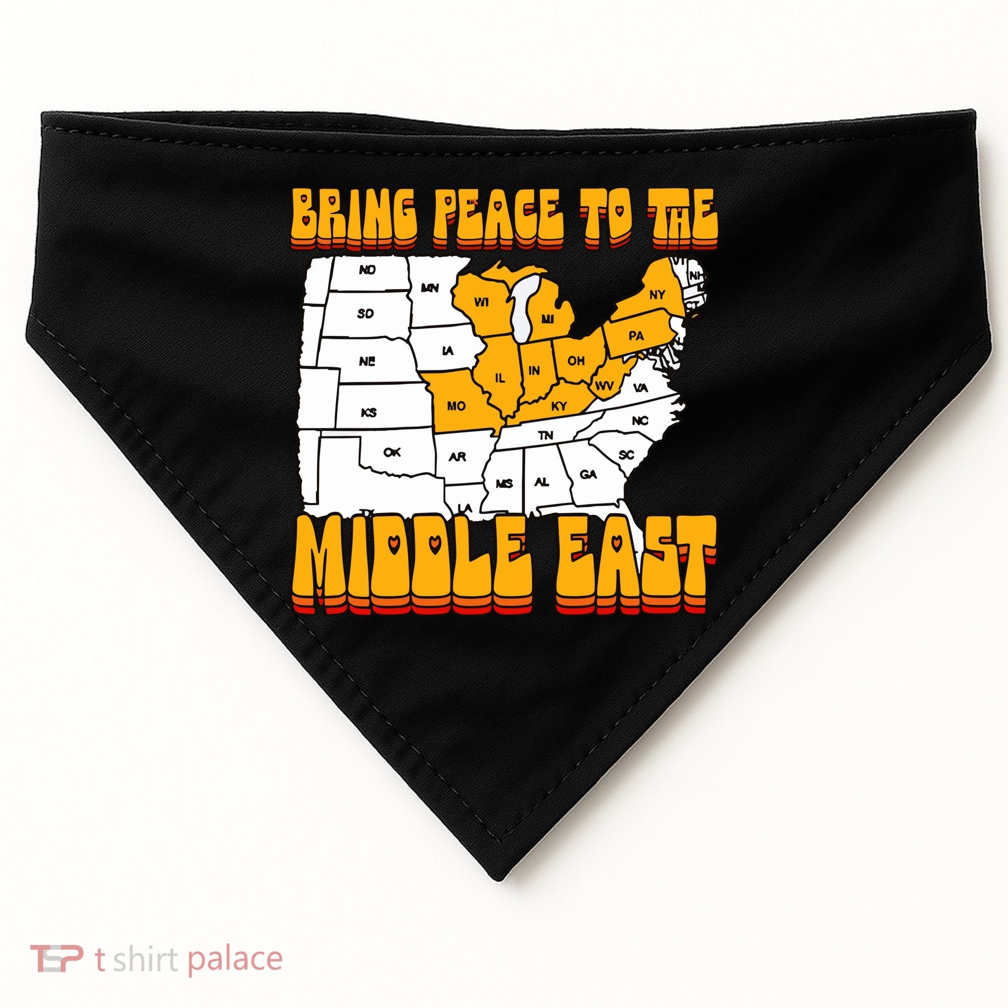 Bring Peace To The Middle East Usa Map USA-Made Doggie Bandana