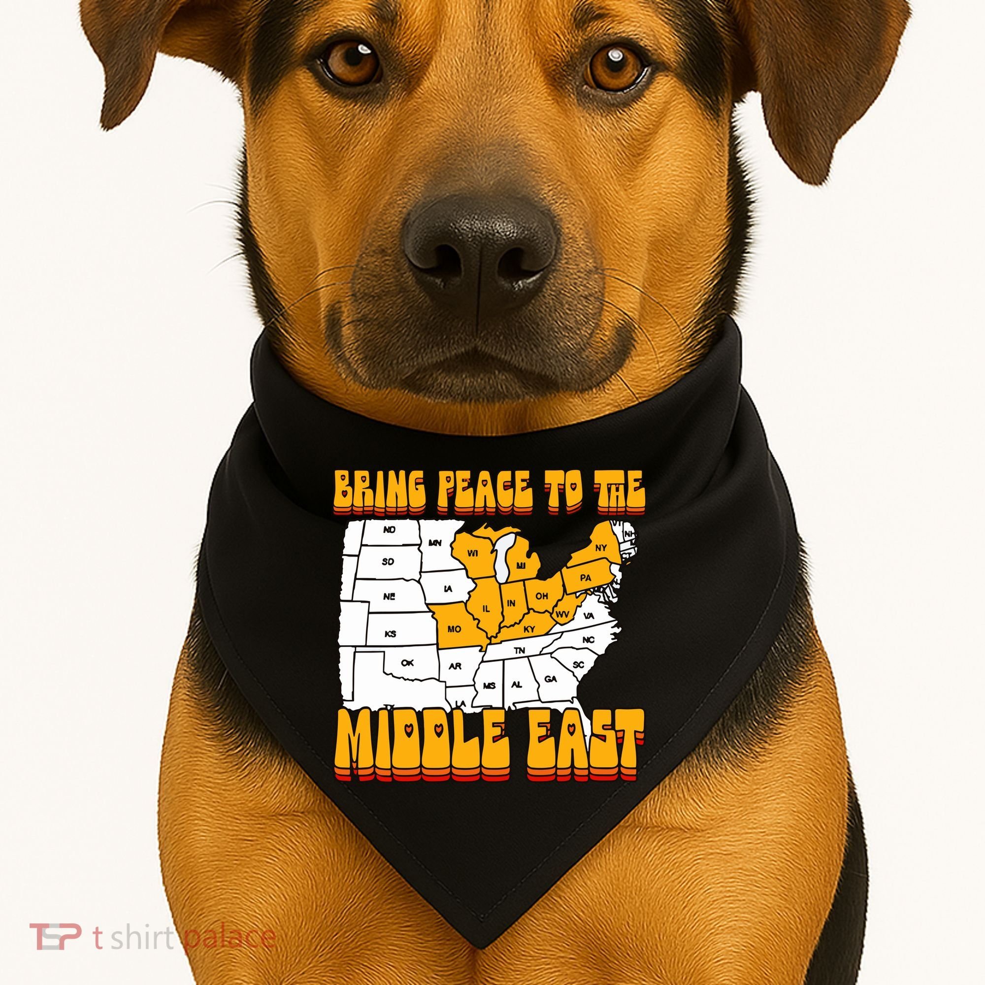 Bring Peace To The Middle East Usa Map USA-Made Doggie Bandana