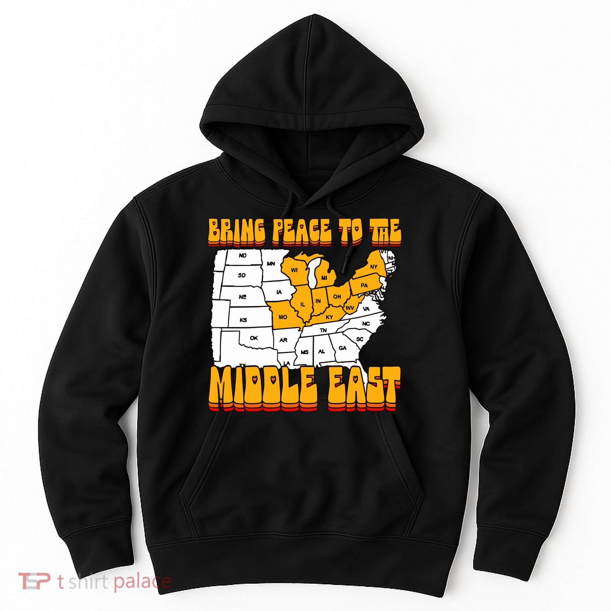Bring Peace To The Middle East Usa Map Hoodie