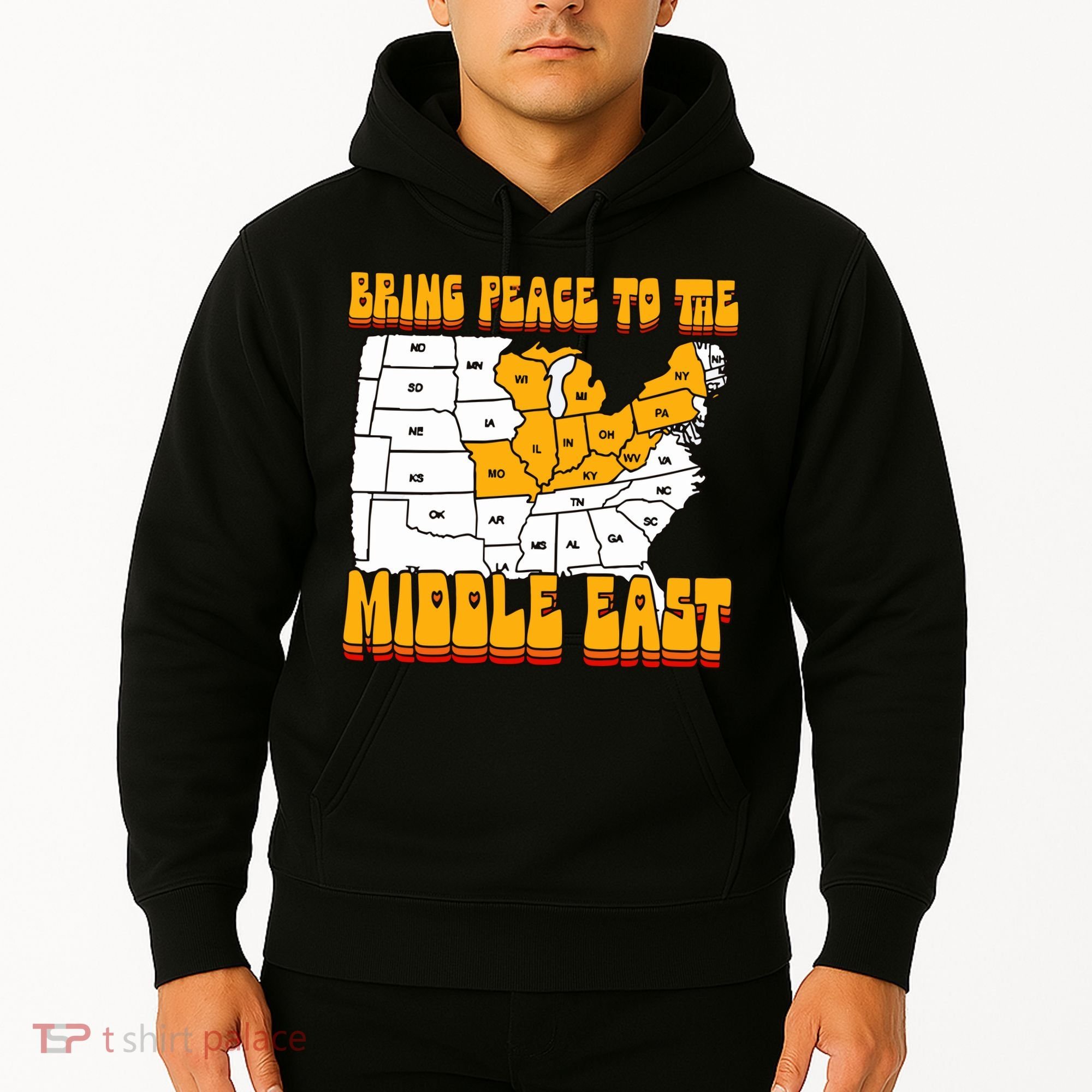 Bring Peace To The Middle East Usa Map Hoodie
