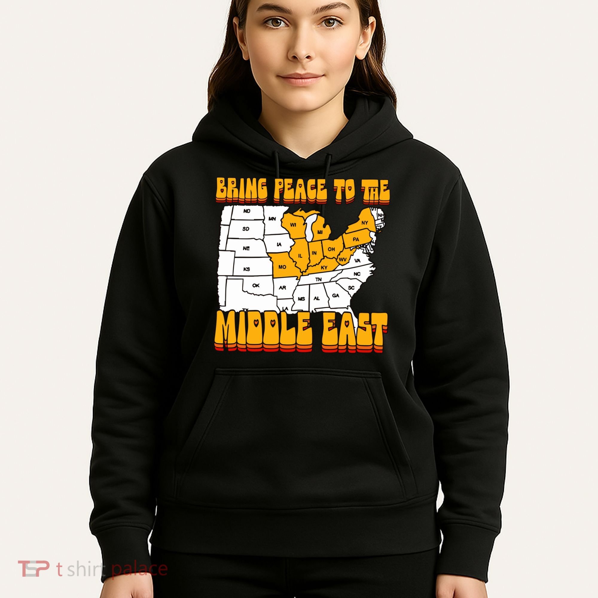 Bring Peace To The Middle East Usa Map Hoodie