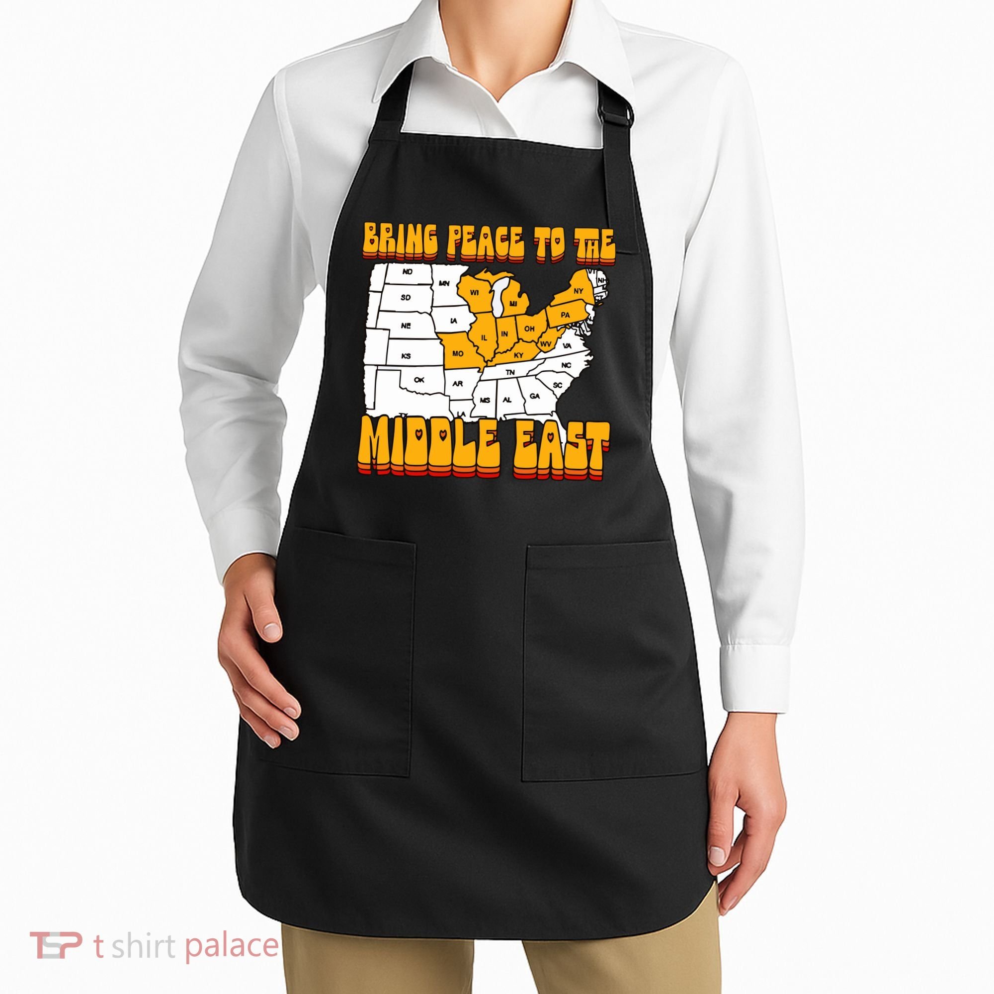 Bring Peace To The Middle East Usa Map Apron