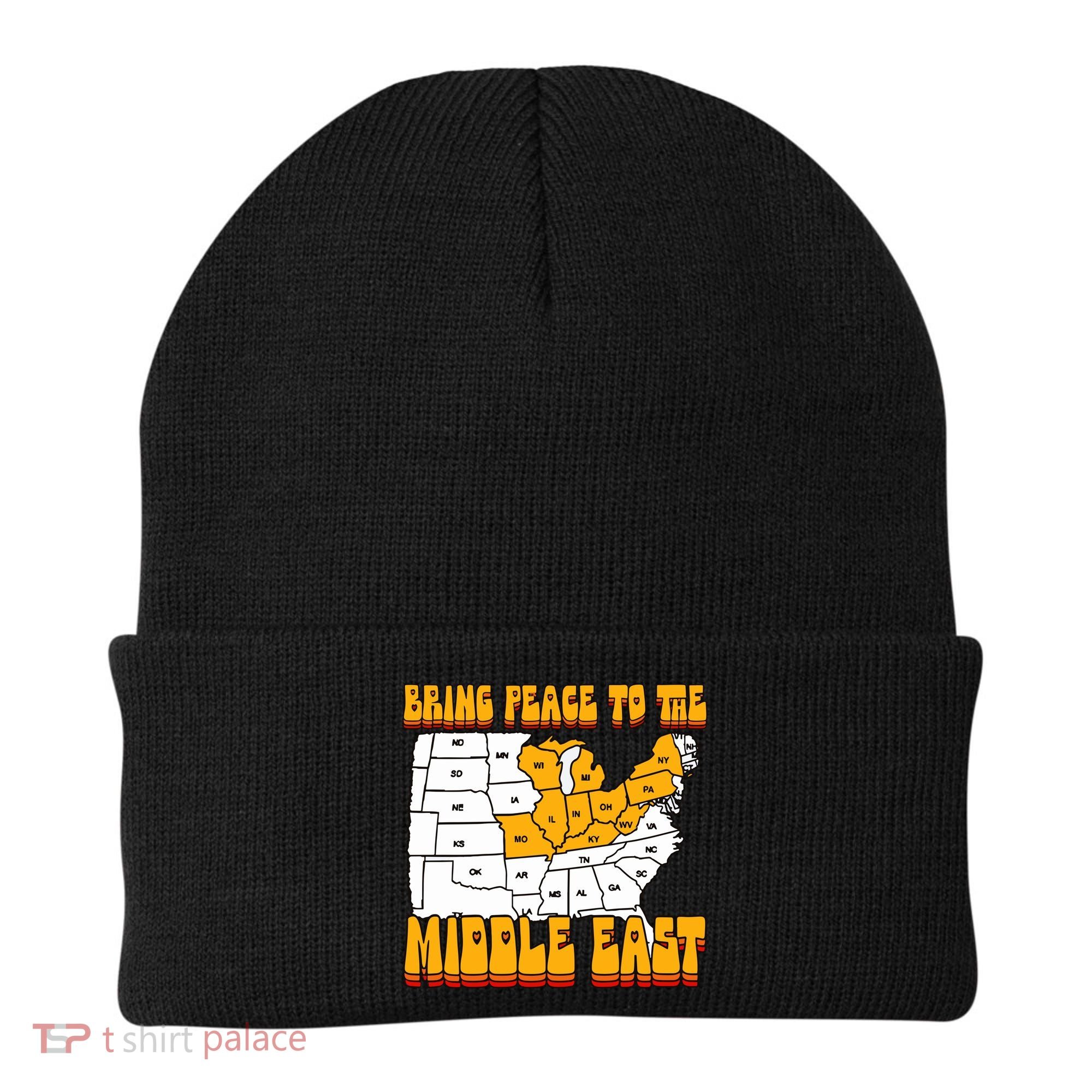 Bring Peace To The Middle East Usa Map Beanie