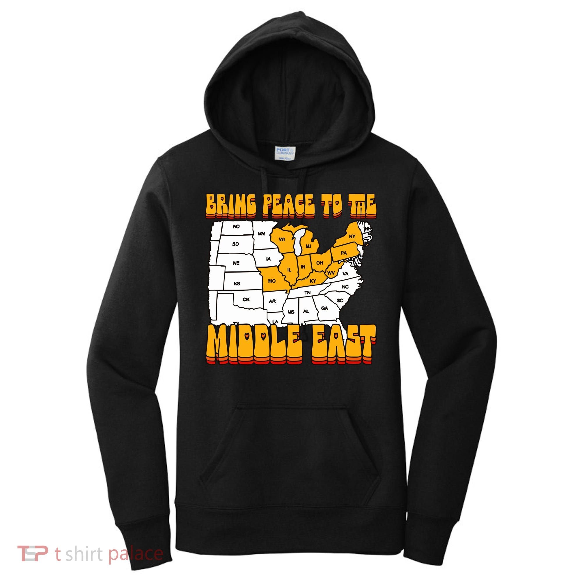Bring Peace To The Middle East Usa Map Women's Hoodie