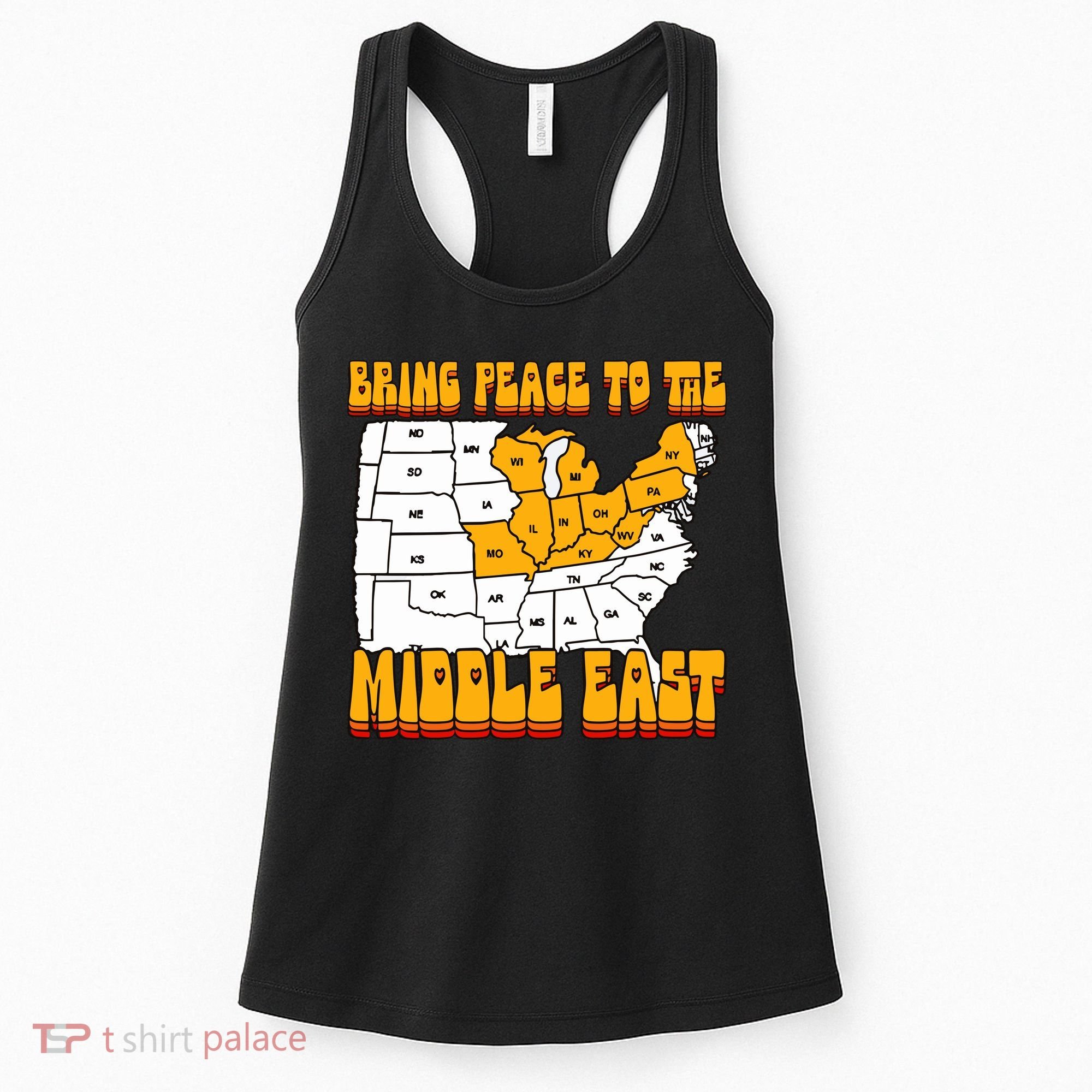 Bring Peace To The Middle East Usa Map Women's Tank Top