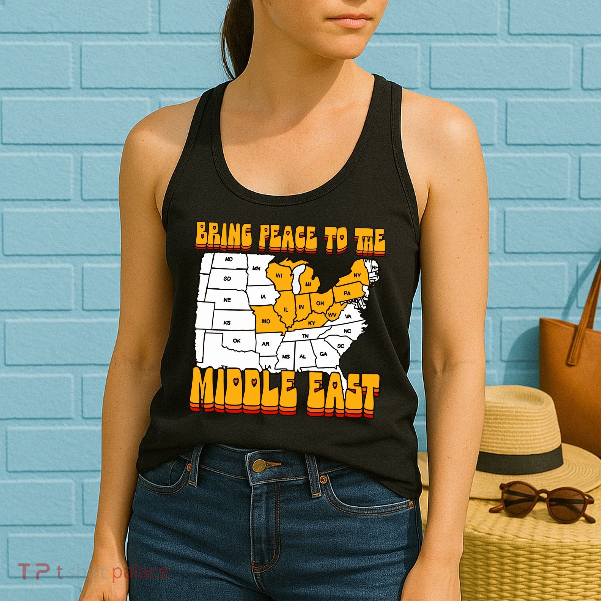 Bring Peace To The Middle East Usa Map Women's Tank Top