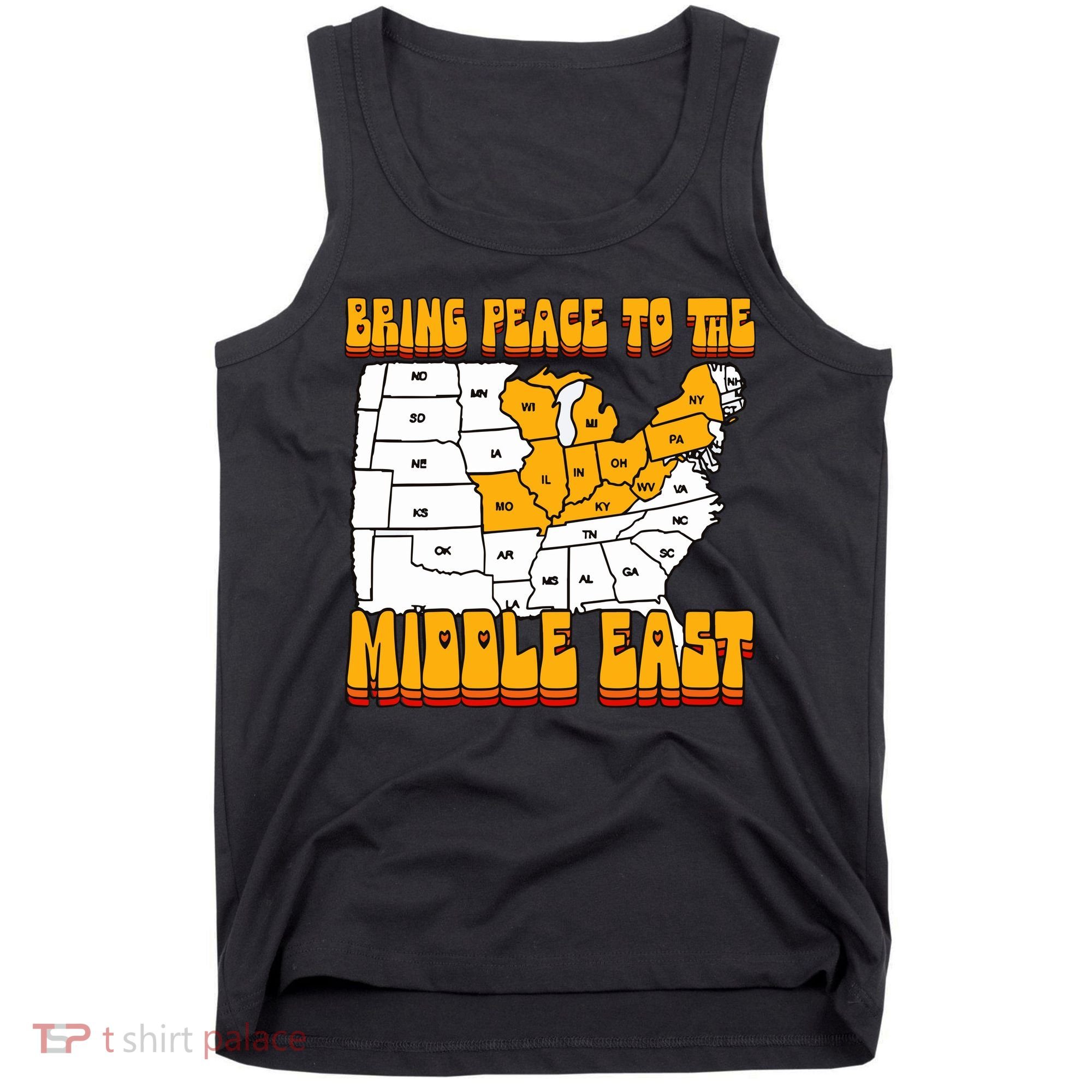 Bring Peace To The Middle East Usa Map Tank Top