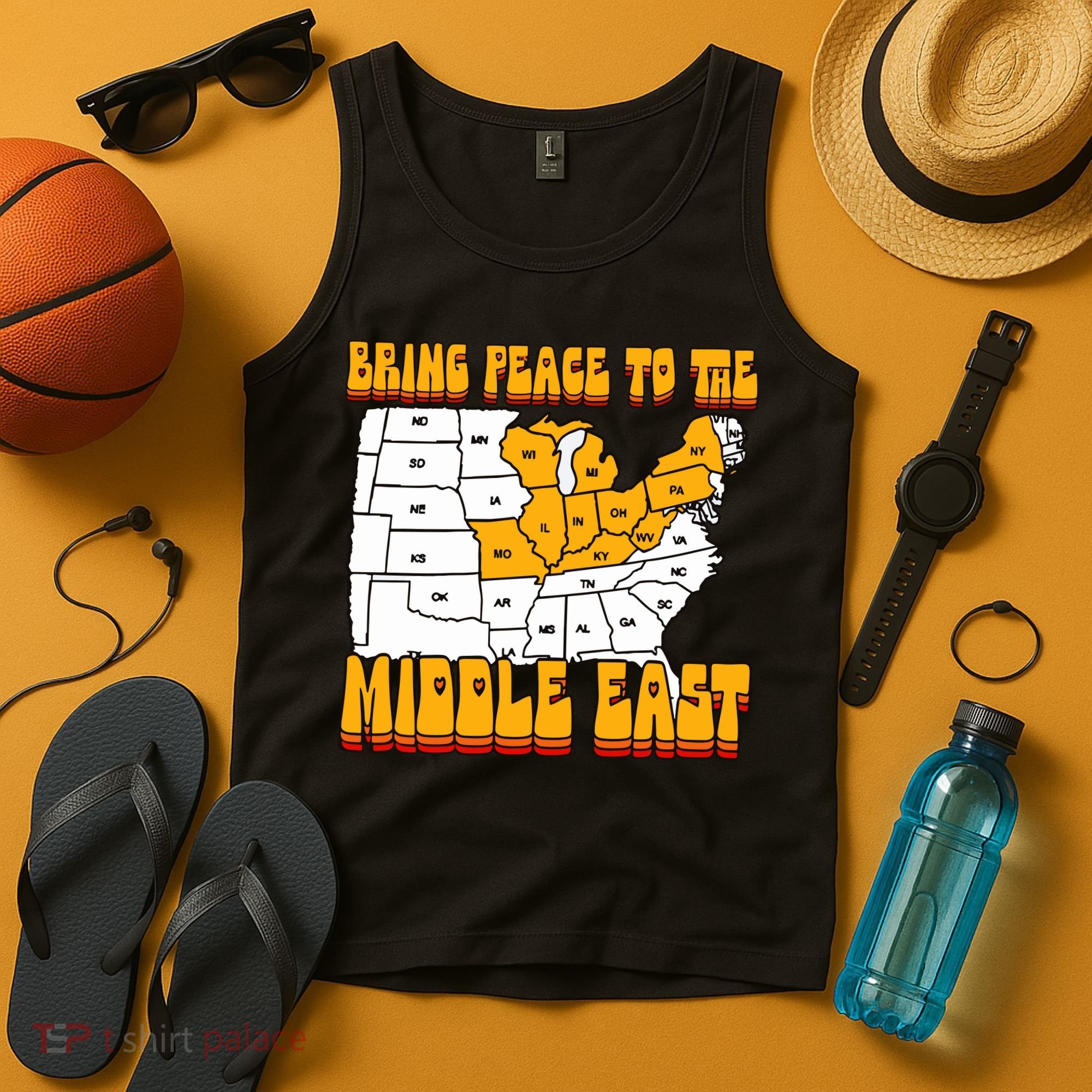 Bring Peace To The Middle East Usa Map Tank Top