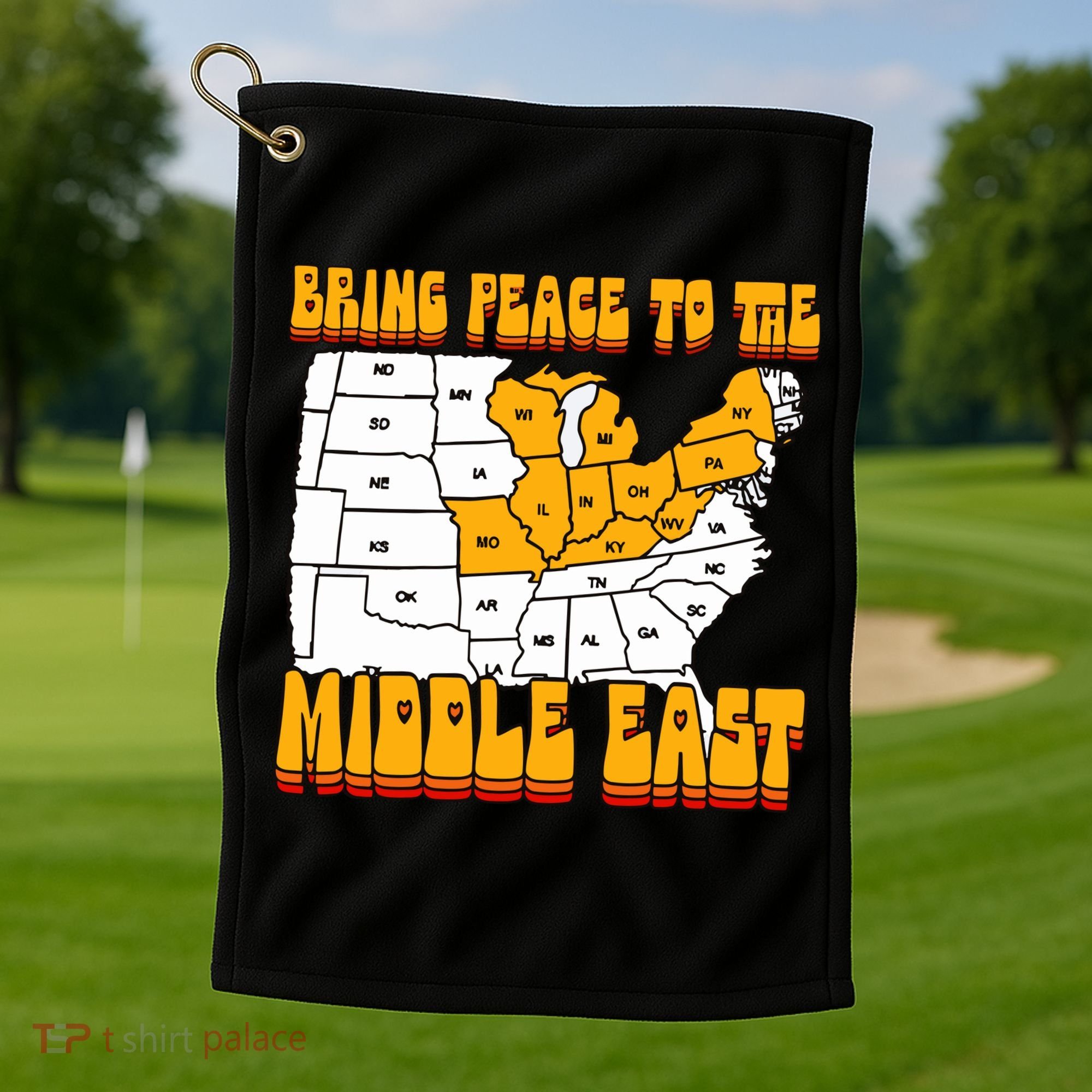 Bring Peace To The Middle East Usa Map Golf Towel