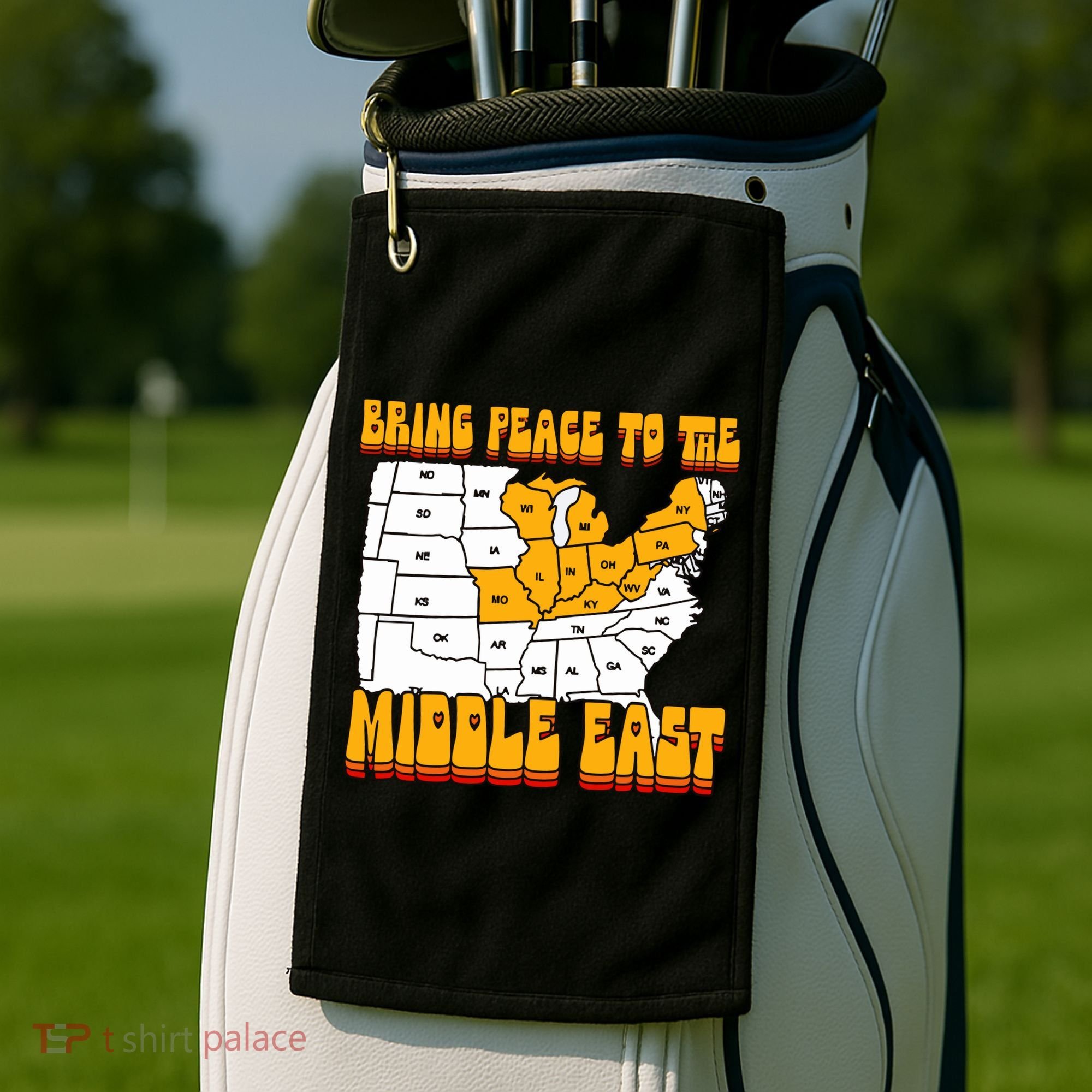 Bring Peace To The Middle East Usa Map Golf Towel