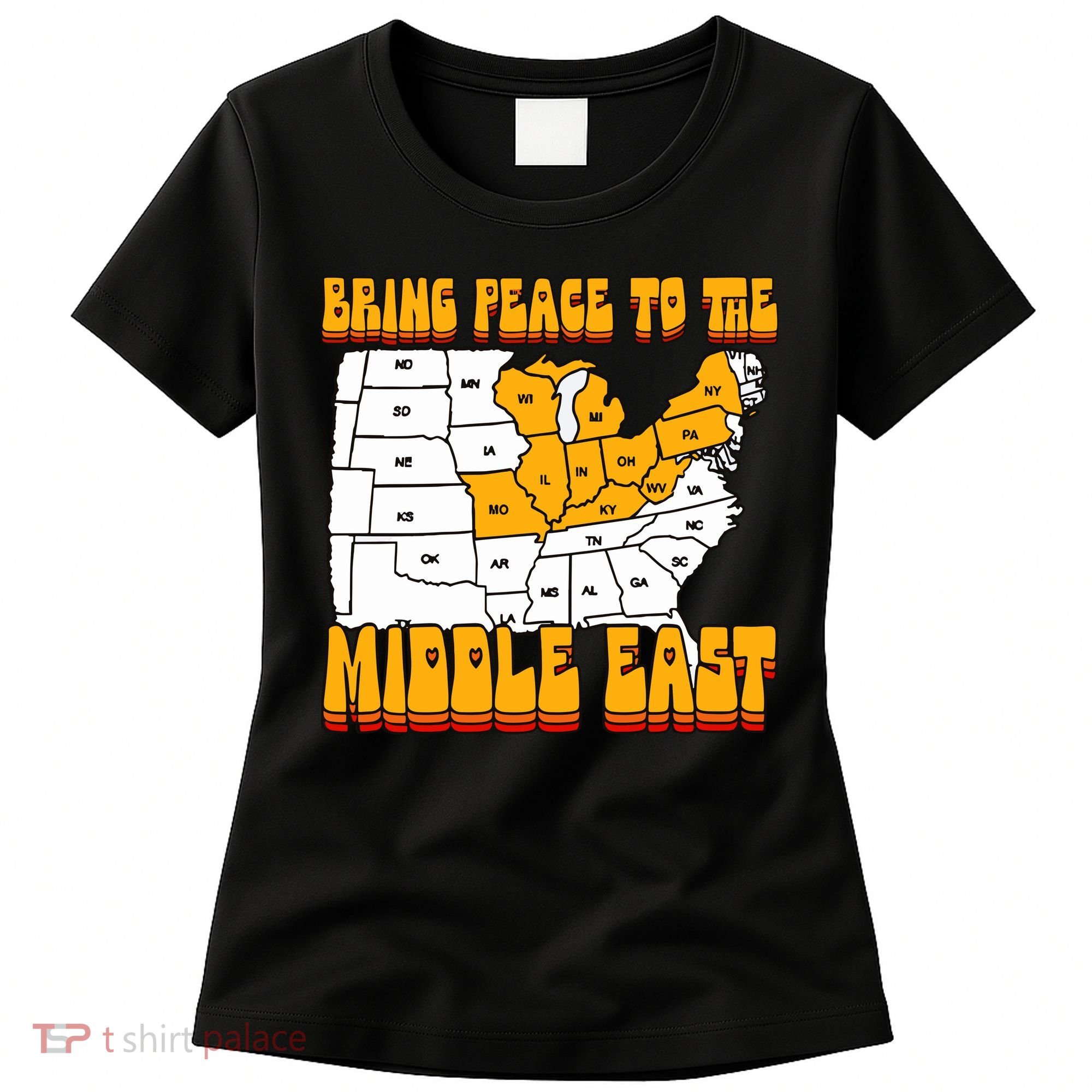 Bring Peace To The Middle East Usa Map Women's T-Shirt