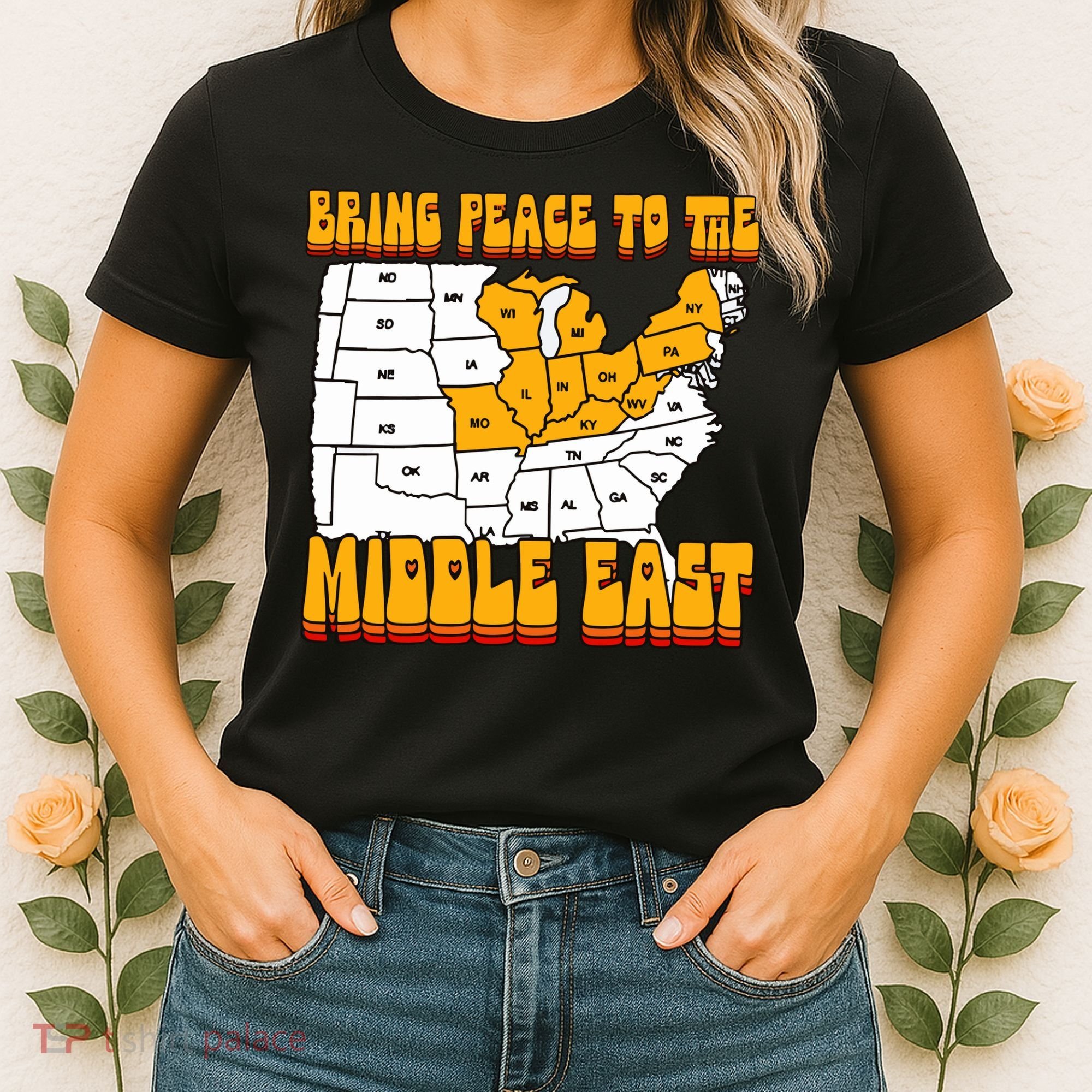 Bring Peace To The Middle East Usa Map Women's T-Shirt