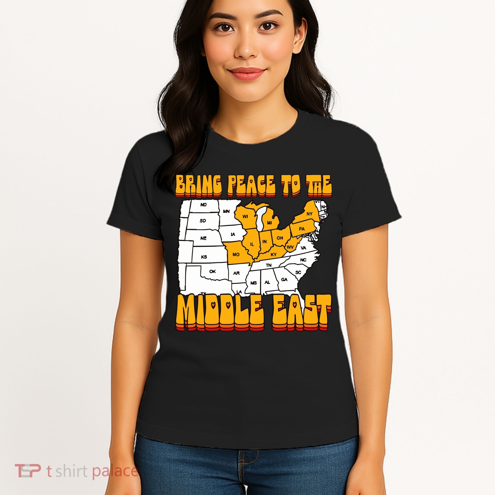 Bring Peace To The Middle East Usa Map Women's T-Shirt
