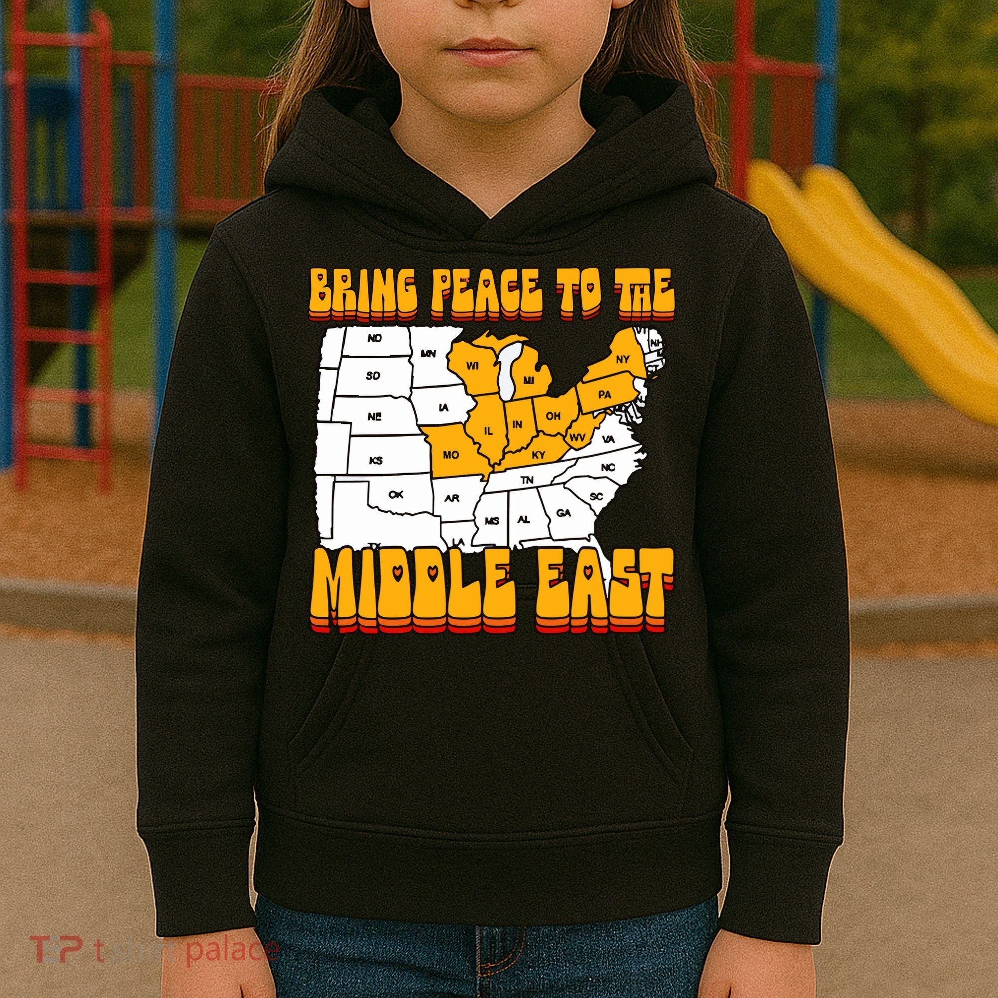 Bring Peace To The Middle East Usa Map Kids Hoodie