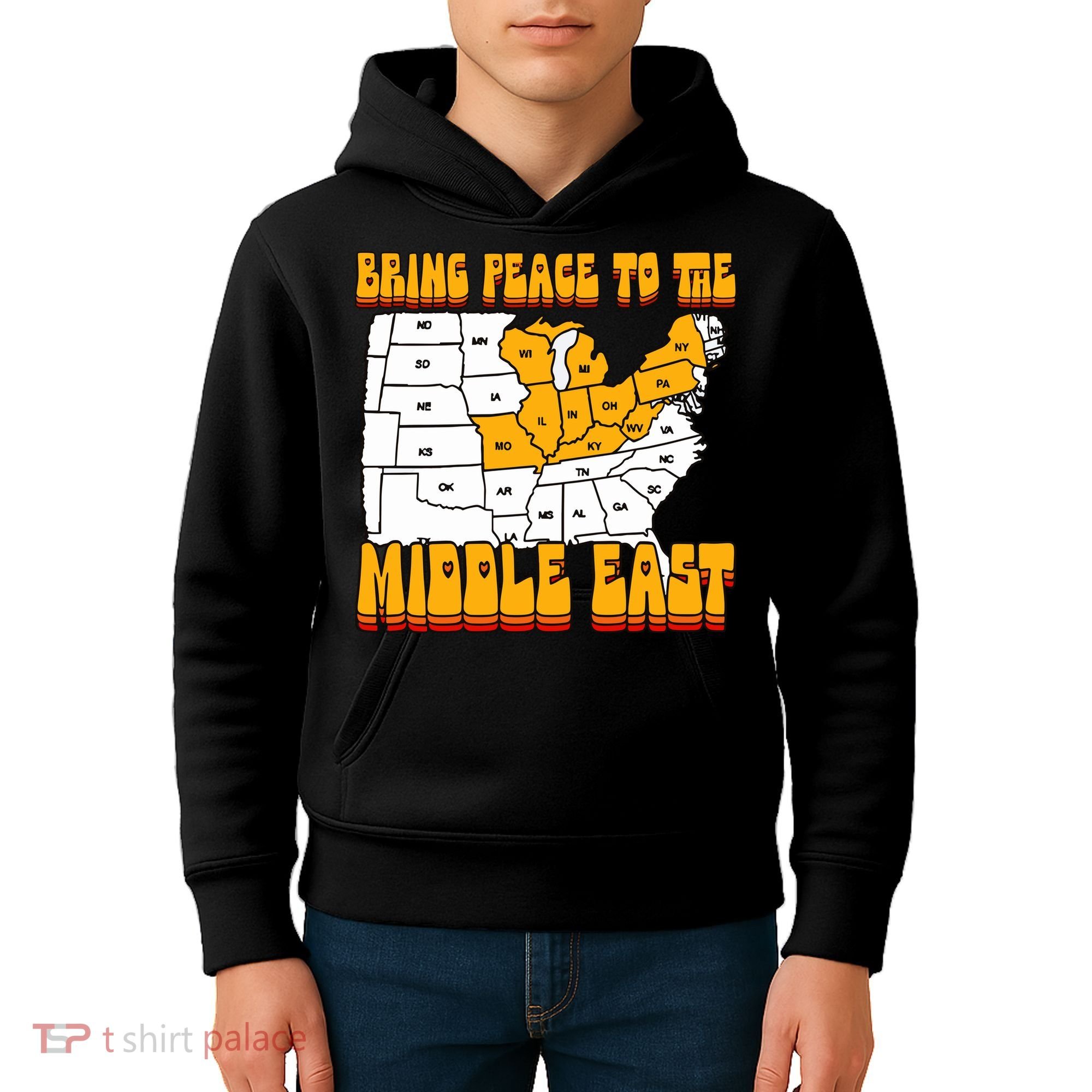 Bring Peace To The Middle East Usa Map Kids Hoodie