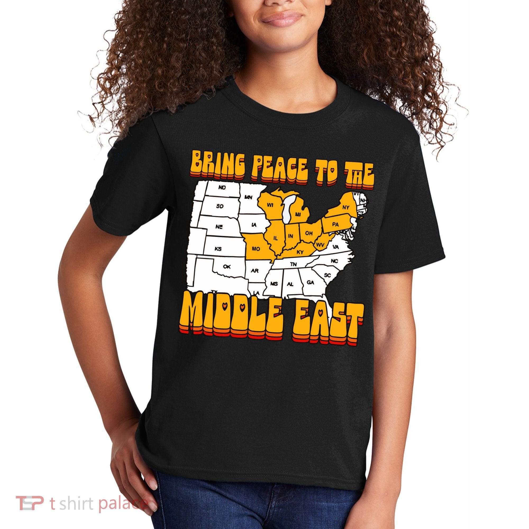 Bring Peace To The Middle East Usa Map Kids T-Shirt